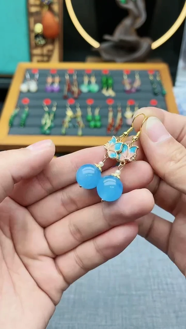 【闪购商品】玛瑙/玉髓耳钉银S925镶嵌211000