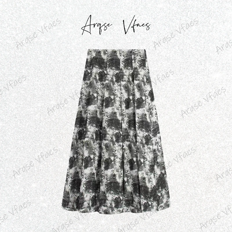 [ARQSEVFAES正品]—2025夏新款设计款水墨提花水墨风半身裙Y121311