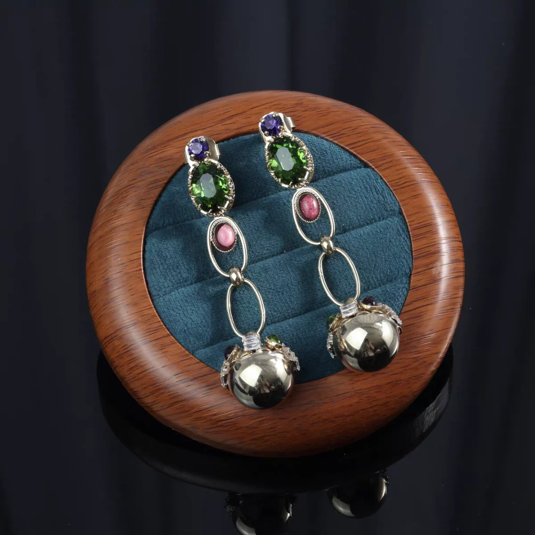 合金耳饰 中古女孩vingtage   意大利SODINI琉璃耳针A3499