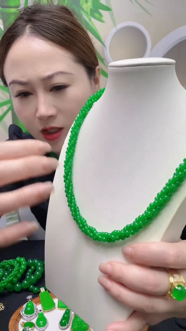 项链14K金镶嵌翡翠D15麻花项链