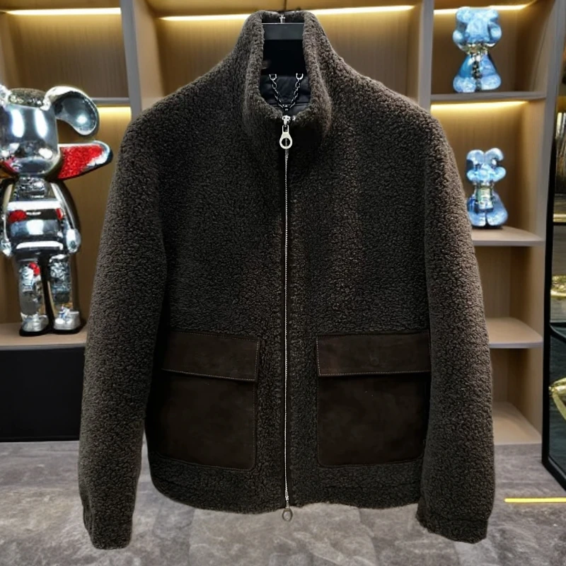 88158冬季新款潮流极简老钱风男士百分羊毛保暖显瘦休闲外套