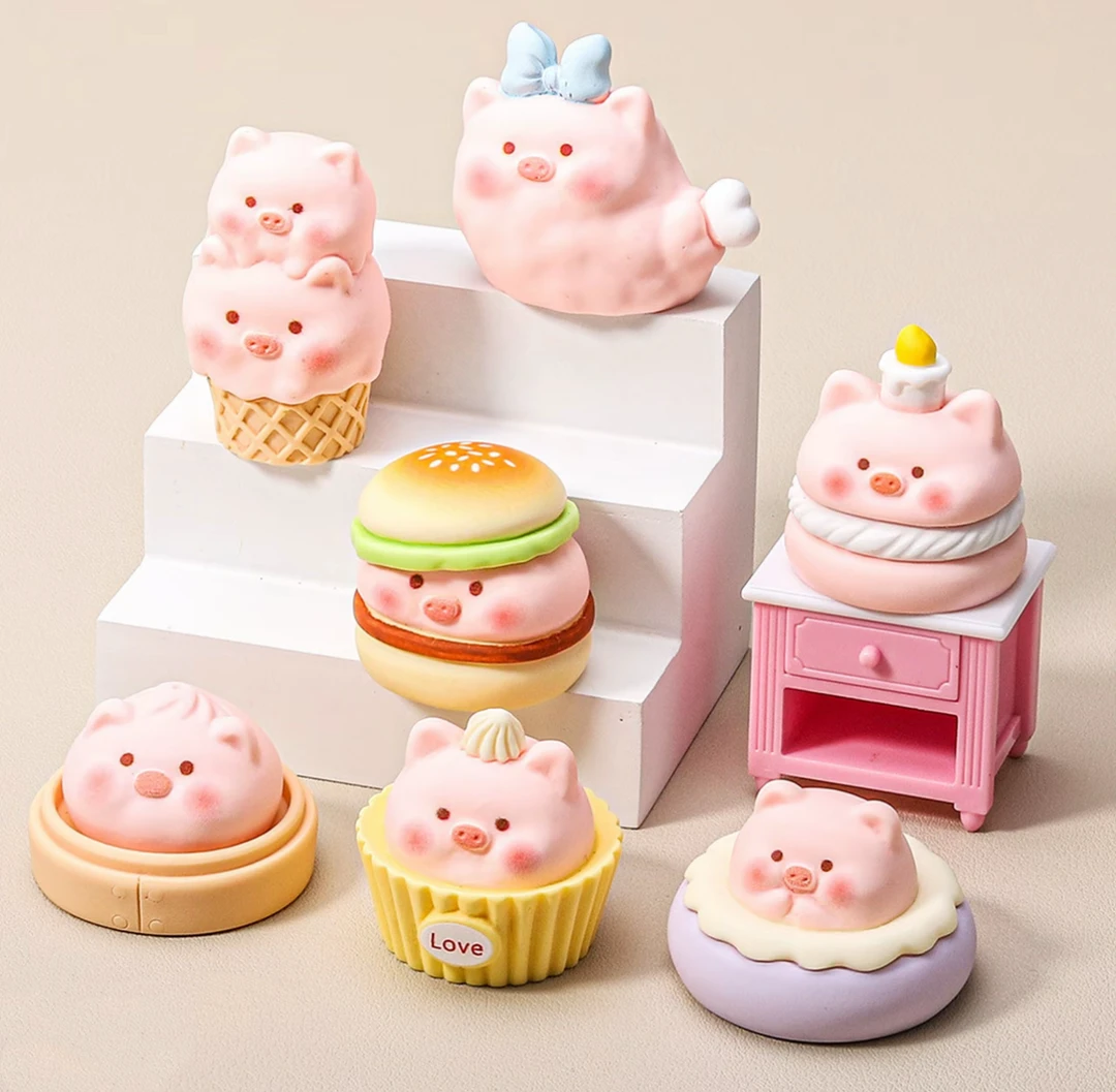 【双倍保底+踩点+多宠】食玩小猪diy饰品：树脂配件车载桌面摆件