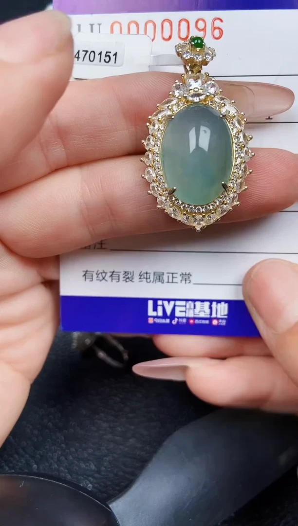 翡翠银S925镶嵌颈饰0096