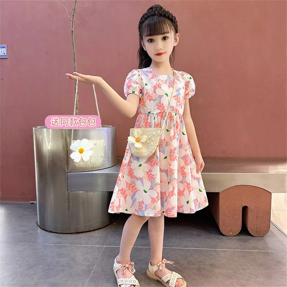 女童碎花宝宝棉布连衣裙2025新款儿童洋气女孩公主裙夏季薄款裙子