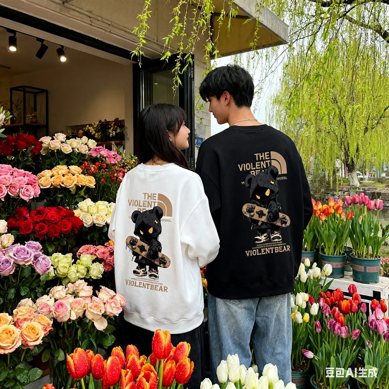 暴力熊男卫衣新款男装秋季爆款2025情侣同款轻奢痞帅长袖上衣