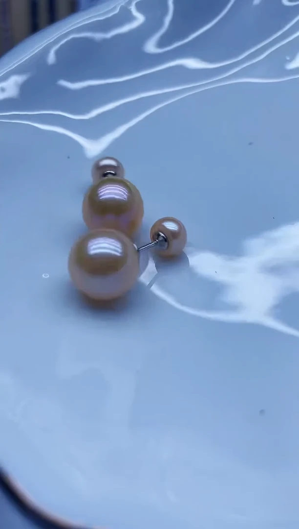 银S925镶嵌耳饰淡水珍珠耳环多样性发其一