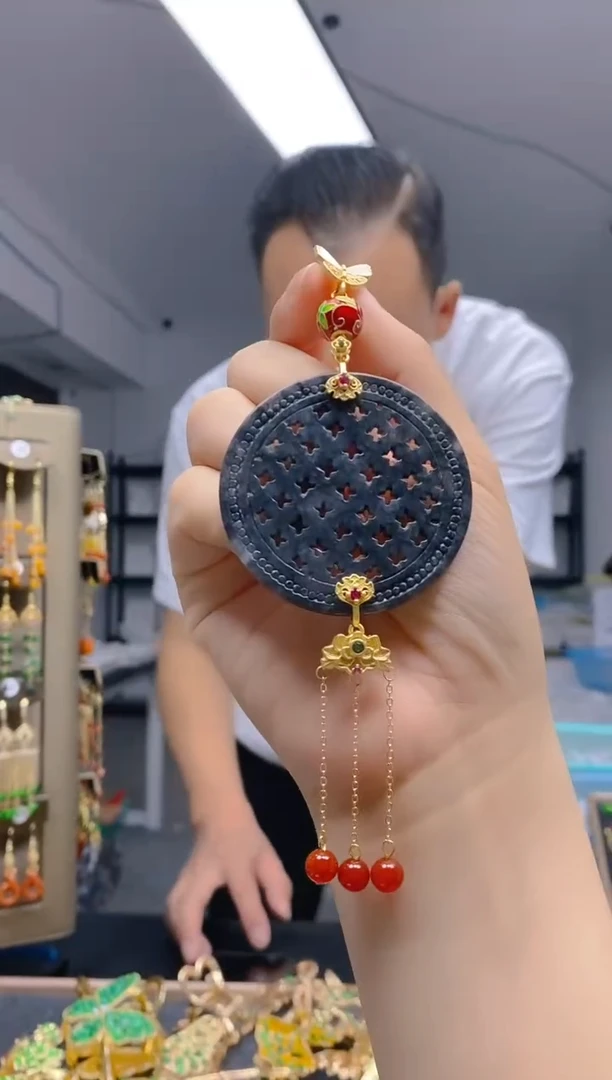 【闪购商品】翡翠耳饰合金090翡翠压襟