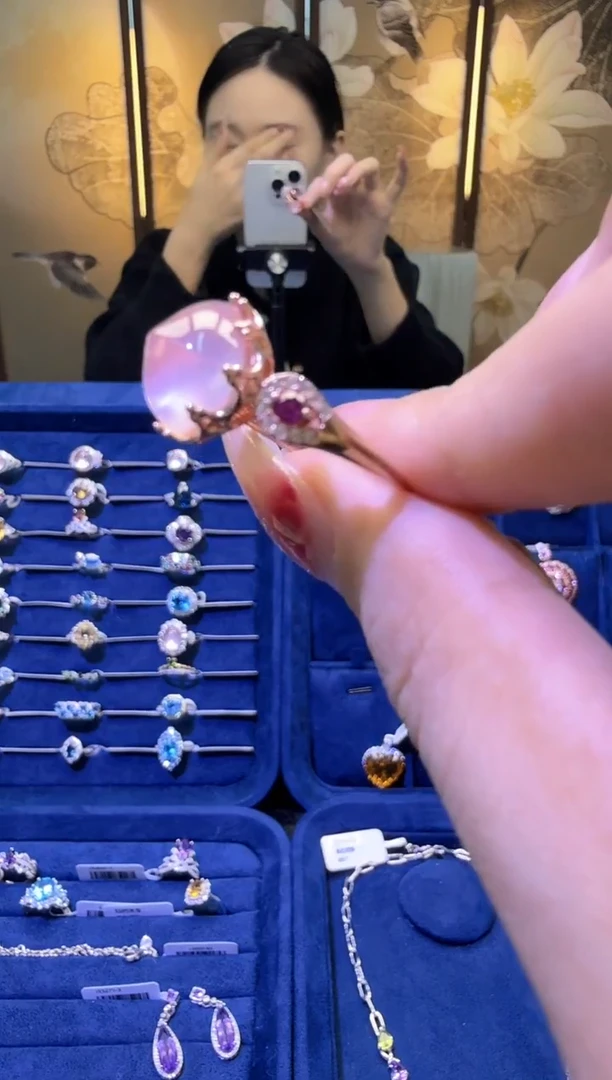 银S925镶嵌戒指芙蓉石 爱情之石天然宝石