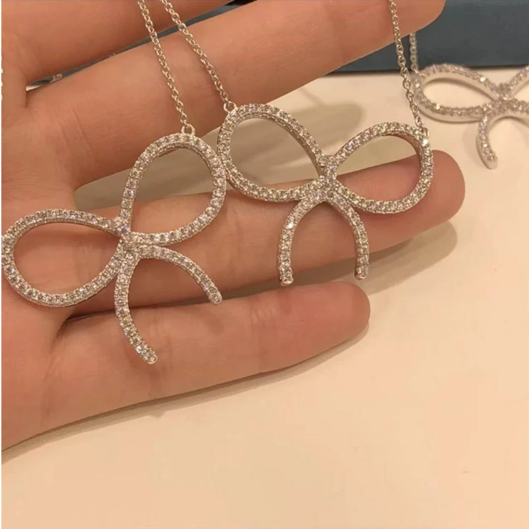 坠链均925银 【镶钻蝴蝶结项链】轻奢时尚百搭少女小众满钻甜美精致