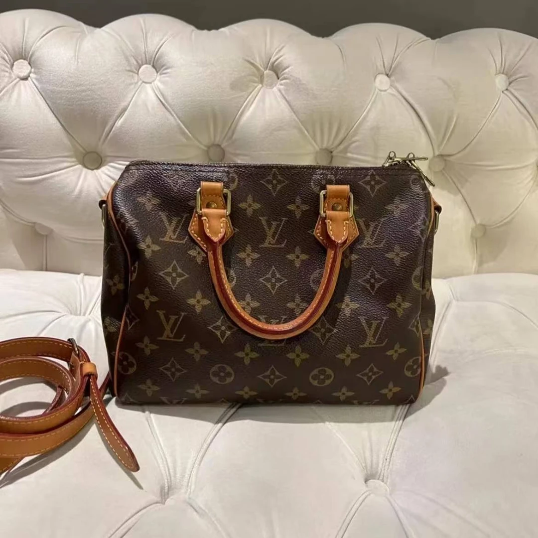 95新 LouisVuitton/路易威登 蓝总专场/老花 speedy25 手提包17年
