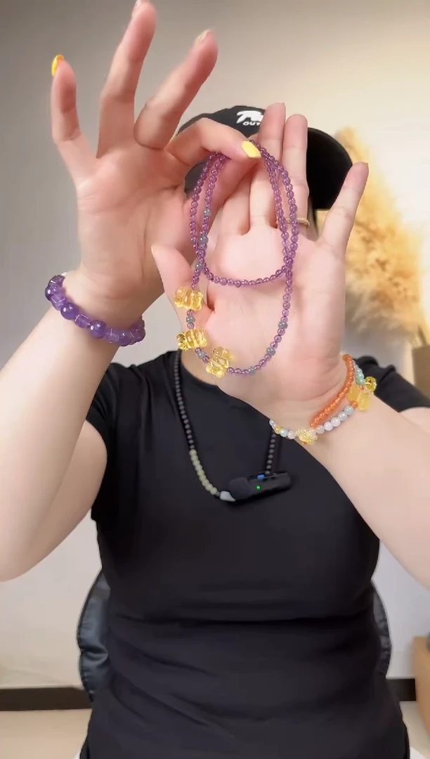 未镶嵌颈饰水晶紫水晶蜜蜡项链