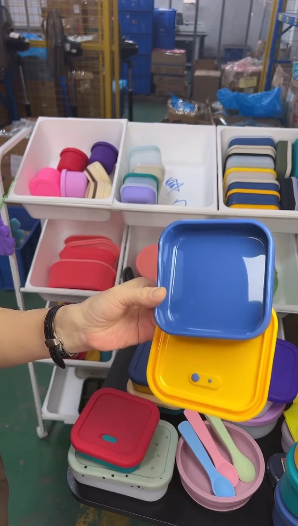 硅胶蓝底黄盖-0.3L正方排气盒