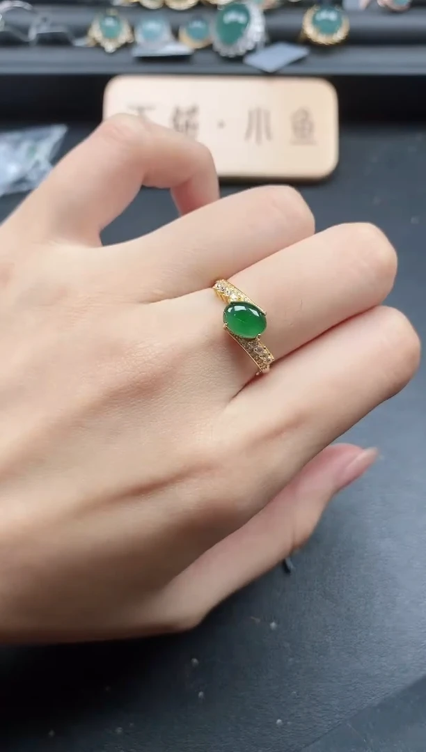 翡翠戒指银S925镶嵌5151-6