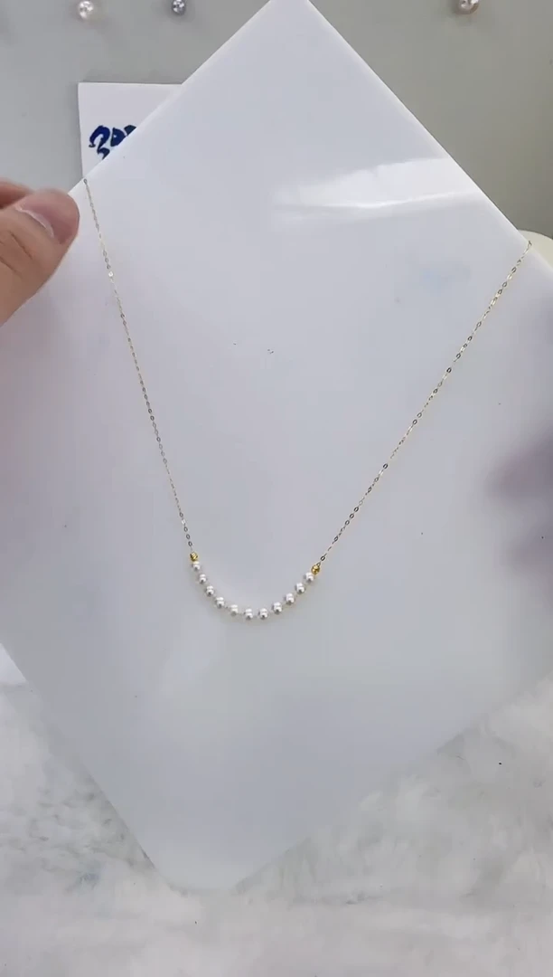 银S925镶嵌淡水珍珠DA珍珠微笑链4-5 a615