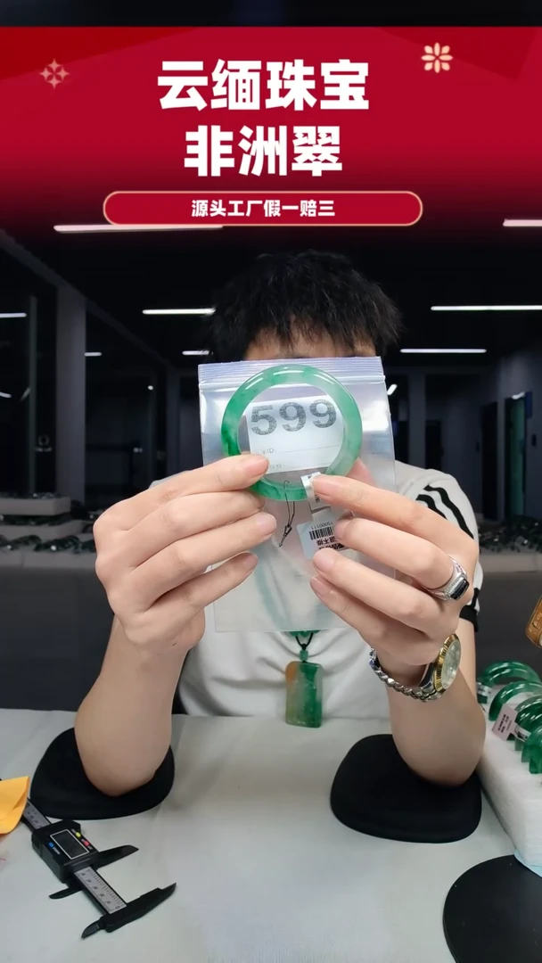 未镶嵌手镯石英质玉（非洲翠）54圈口599