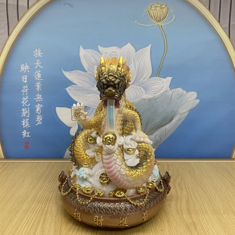 四海龙王龙真身白龙王合成汉白玉桌面摆件