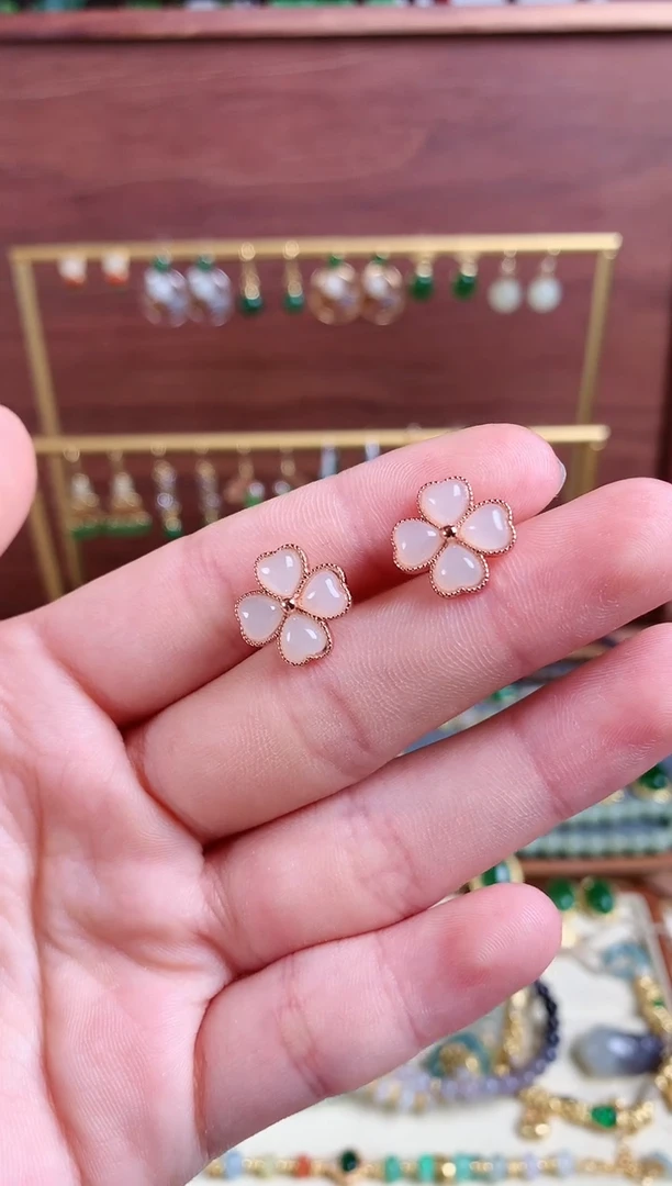 银S925镶嵌和田玉耳饰1