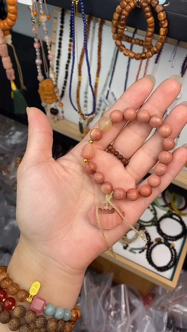 柏木手串/手链血柏10mm凤九同心锁单圈