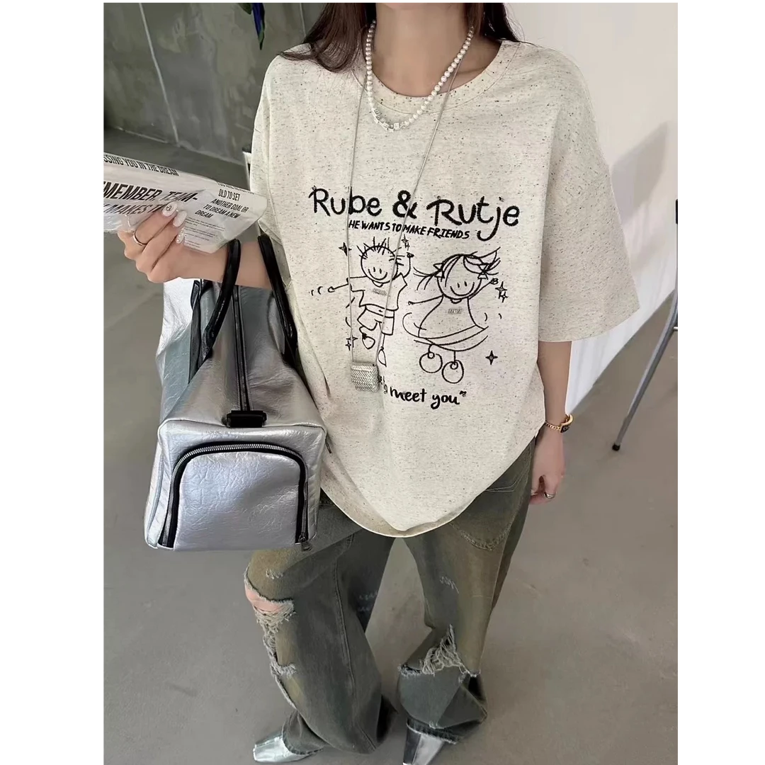 【衣之店】夏季新款卡通字母刺绣减龄休闲圆领短袖932