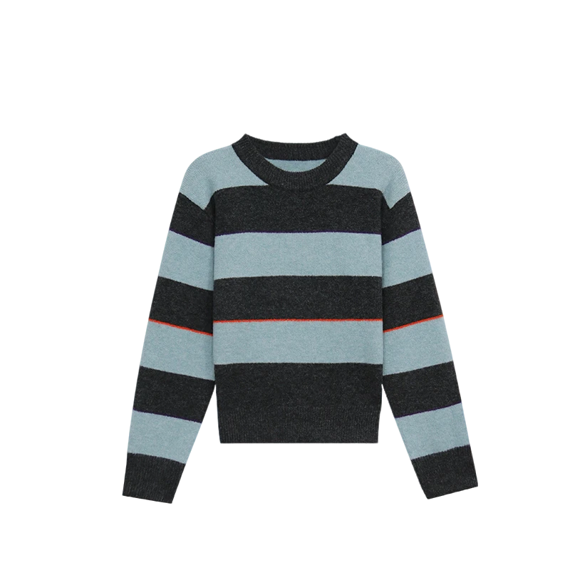 CGMM/橱柜密码高级感撞色圆领厚款通勤毛针织衫EHOMB085