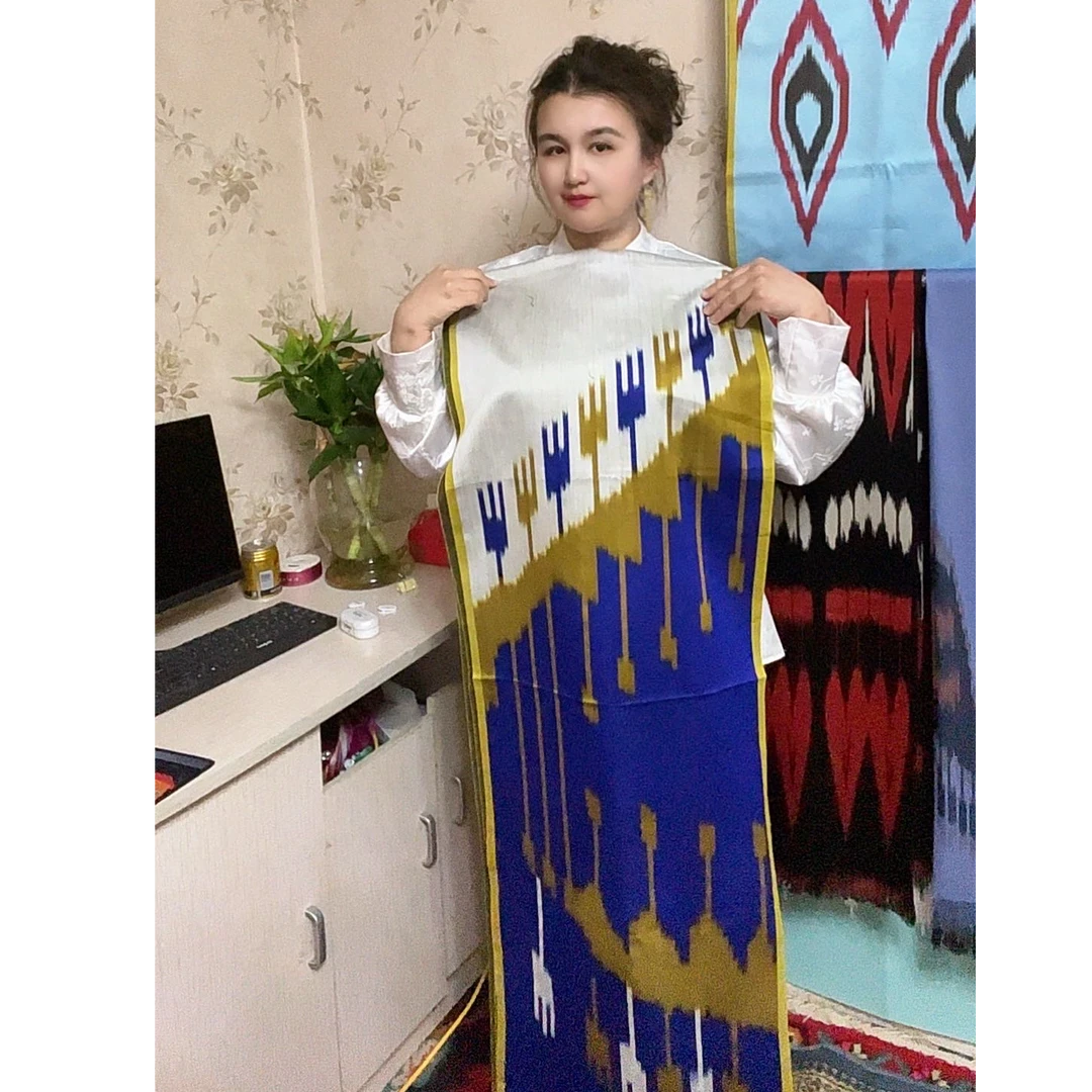 2025最新款新疆和田手工染丝绸艾德莱斯布料40x750cm