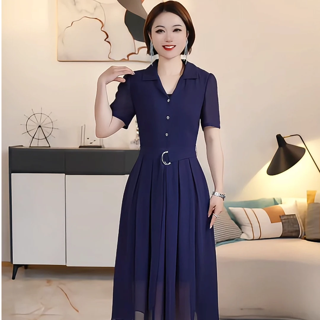 【深圳薇姐清仓】D高端大码原创遮肉显瘦连衣裙 D5025