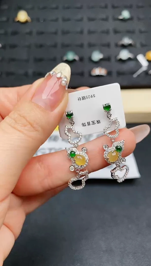 【闪购商品】翡翠耳饰银S925镶嵌...............