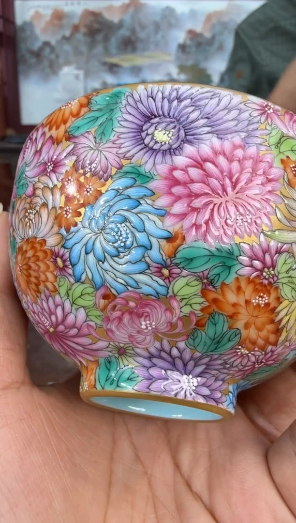 吴义松陶盟手工手绘陶瓷编码：万花