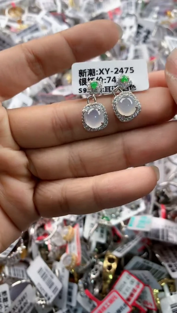 银S925镶嵌戒指翡翠888---9