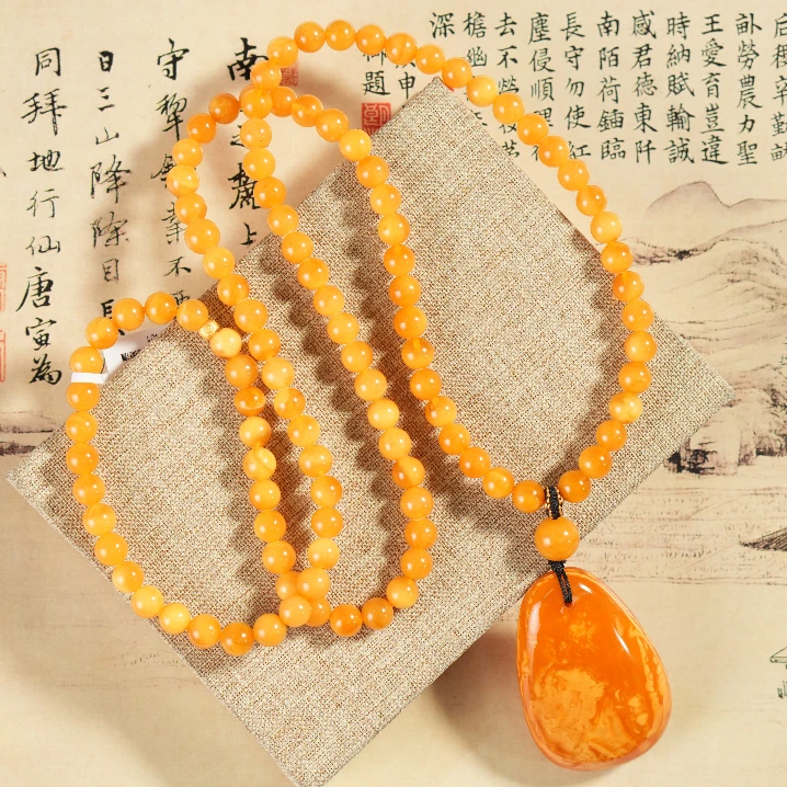 【老掌柜讲珠宝】蜜蜡老蜡水滴项链 M31754