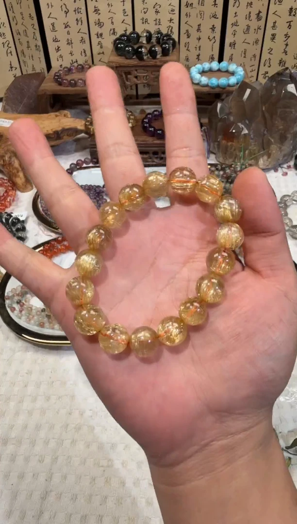 未镶嵌手串水晶SJ-34金发晶钛金 天然水晶 默认微瑕