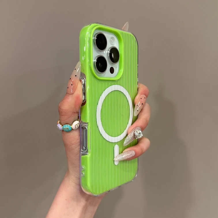 瓦楞磁吸二合一适用苹果16手机壳15promax男iPhone13果冻14/11/12