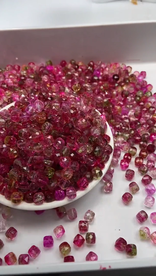 颈饰未镶嵌水晶W2917-西瓜碧玺方糖7mm*8颗