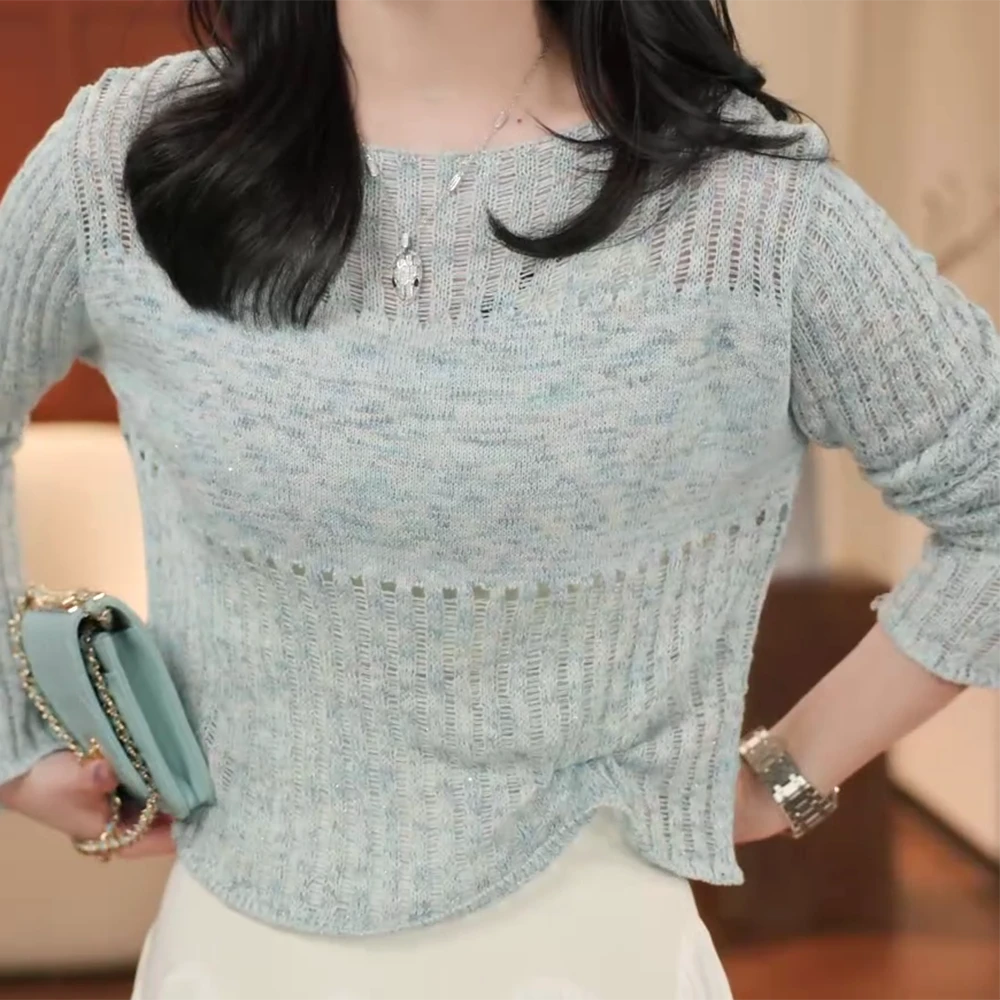 【山雾】25年春夏轻奢轻熟风高级感欧若风桑针织衫