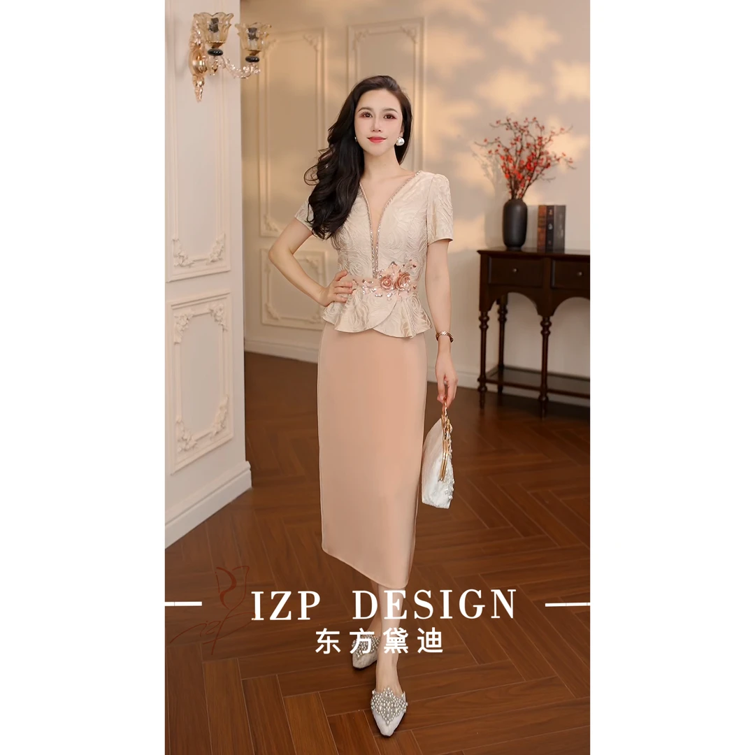 【现货】东方黛迪 【锦绣良缘】优雅高级收腰显瘦假两件连衣裙PW73393