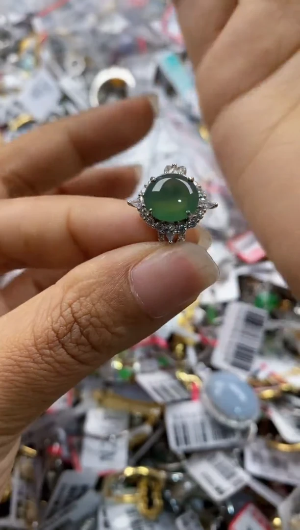 银S925镶嵌戒指翡翠555----6
