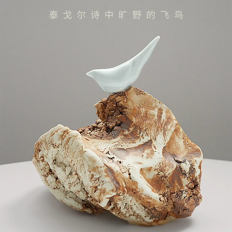 百缺BACKER飞鸟茶宠摆件茶针架纸镇笔架侘寂手作艺术家陶瓷禅意