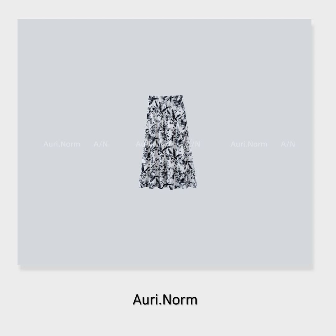 Auri.Norm【水墨流年】国风印花半裙小众设计师特别款