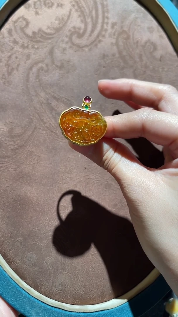 银S925镀金镶嵌戒指翡翠红翡绿翠