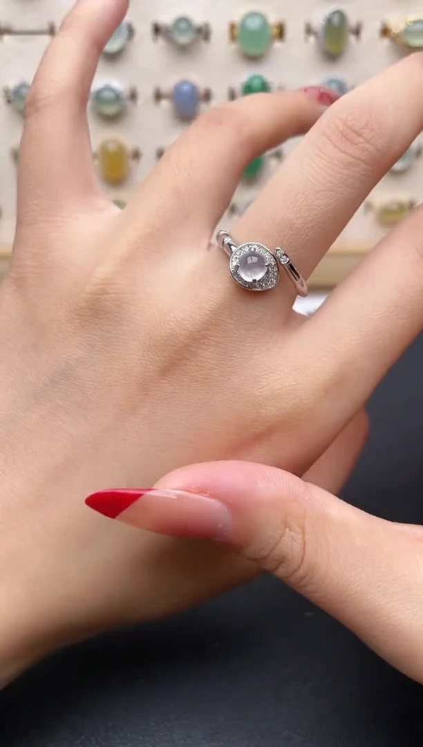 【闪购商品】翡翠戒指银S925镶嵌一物一证一礼盒