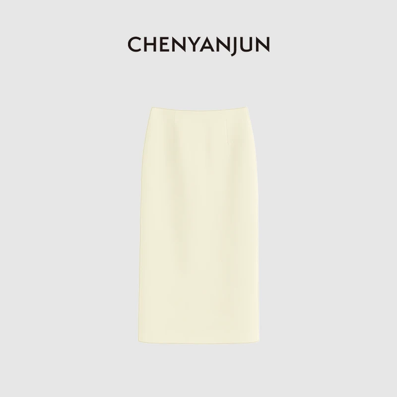 陈妍君【醋酸极简开衩一步半身裙】CHENYANJUN CYJ-WWO74-W182