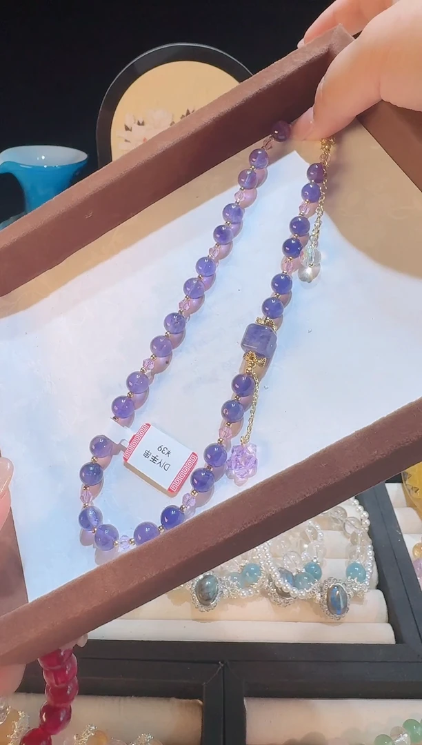 烟晶手链银S925镶嵌手串