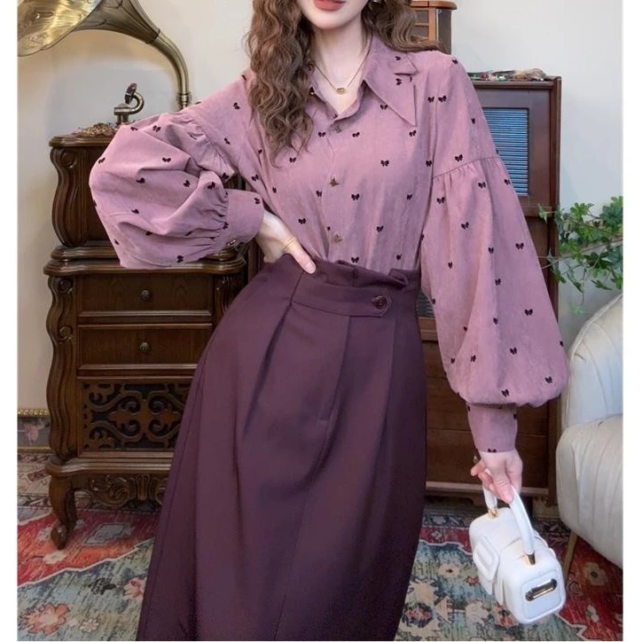 清【港万】复古气质小众高级感通勤衬衫女上衣设计感衬衣Y3937