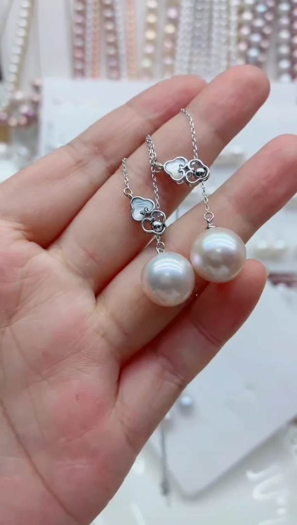 淡水珍珠银S925镶嵌套链多样性发其一，非无暇