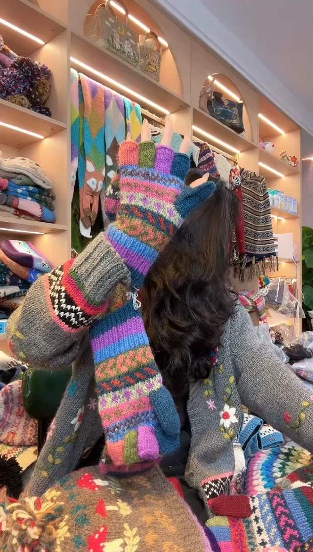 绵羊毛Z纯手工手套016