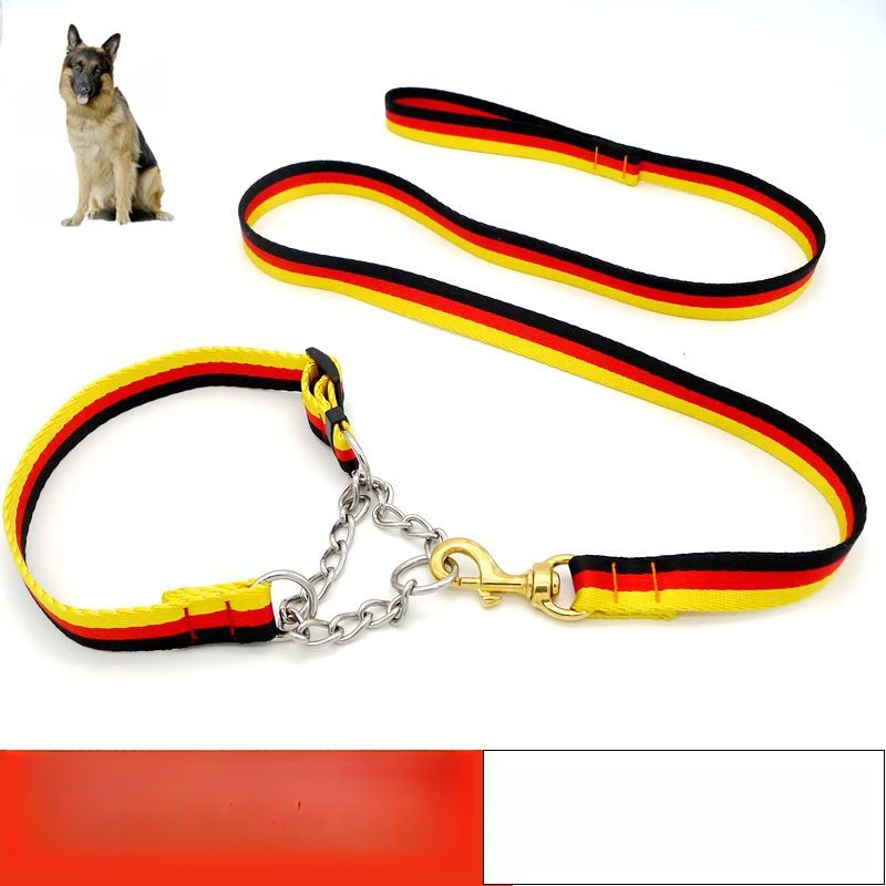 中大型牵带遛狗绳马犬德牧金毛牵引绳扑咬绳训犬狗链子半p链项圈