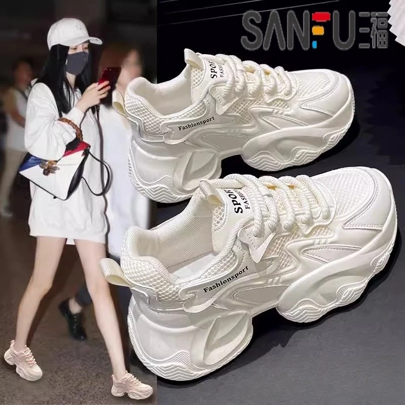 三福SANFU厚底老爹鞋女鞋子2025新款夏季百搭爆款网鞋单鞋子