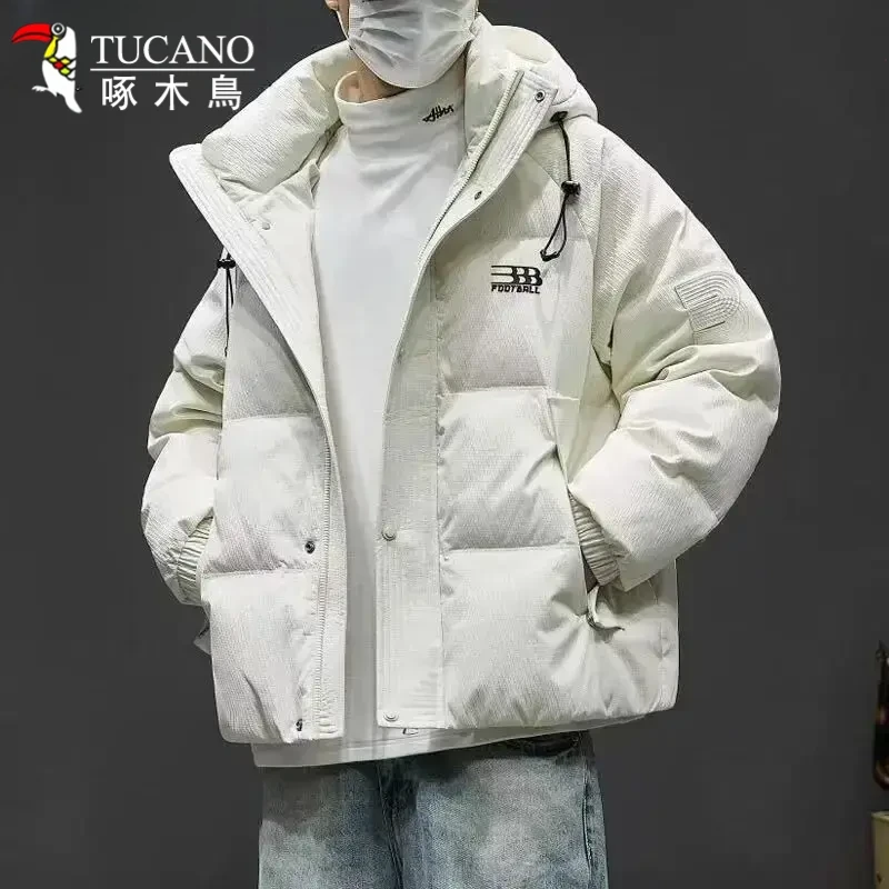 TUCANO/啄木鳥韩版保暖男装加厚清新蓝保暖连帽外套连帽帅