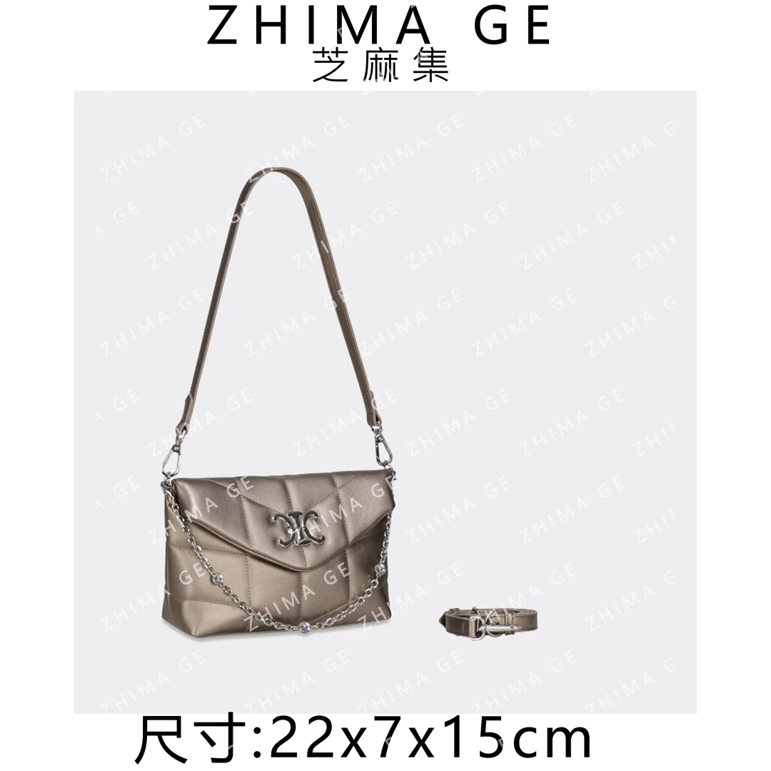 【芝麻集】GQ-7958-香槟色RAIN.CUN百搭简约时尚休闲潮流单肩女包