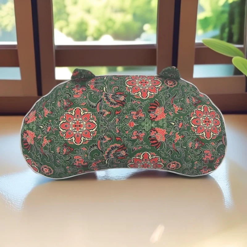 新款花开富贵艾草猫耳枕花色猫肚枕艾草枕头枕芯颈椎枕枕可拆